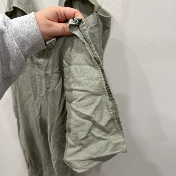 Gypsies & Moondust Halter Linen Blend Jumpsuit Button Front Wide Leg Sage Green - Picture 8 of 9